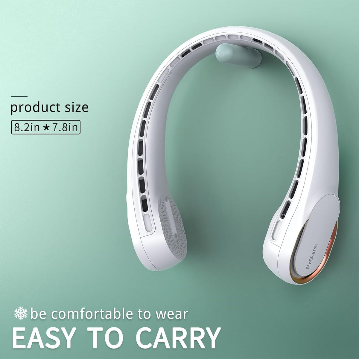 FrSara Neck Fan, Portable Personal Fan Strong Wind, 4000mAh, 360° Cooling